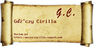 Géczy Cirilla névjegykártya